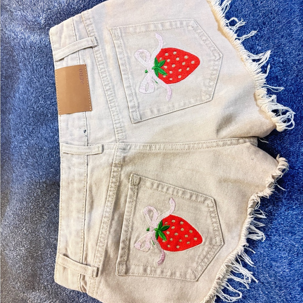 Strawberry Embroidered Women’s Denim Shorts